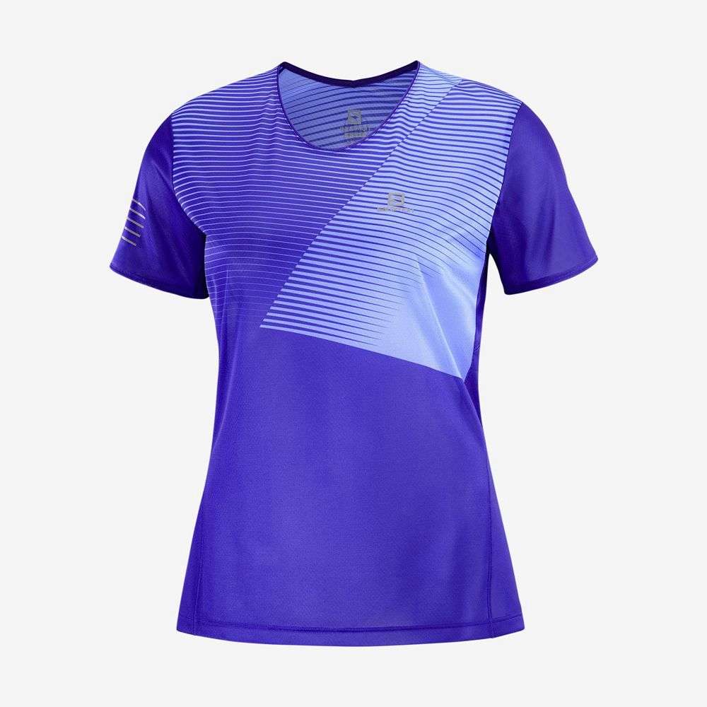 Salomon SENSE Camisetas Mujer - Azules - Colombia (39128-TJMX)